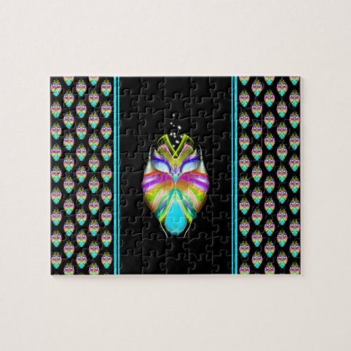 Colorful Cyan and Black Oracle Owl Jigsaw Puzzle