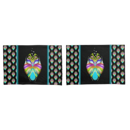 Colorful Cyan and Black Oracle Owl Pillow Case