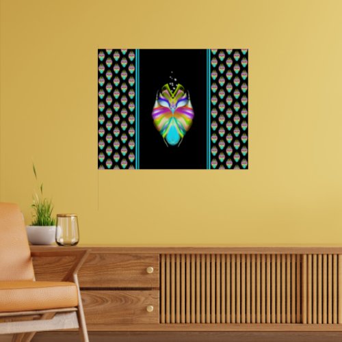 Colorful Cyan and Black Oracle Owl Poster