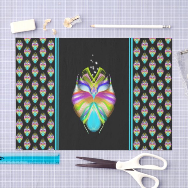 Colorful Cyan and Black Oracle Owl Tissue Paper (Craft)