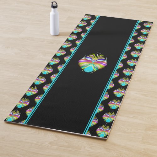 Colorful Cyan and Black Oracle Owl Yoga Mat