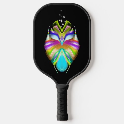 Colorful Cyan Black Oracle Owl Pickleball Paddle