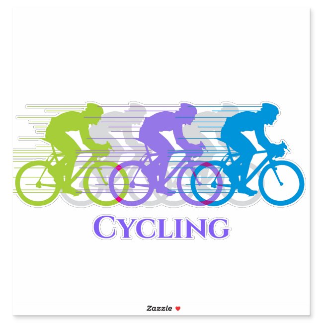 Colorful Cycling Design Contour Sticker