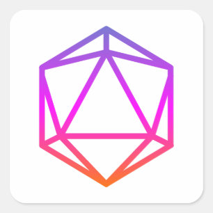 Colorful D20 Dice Square Sticker