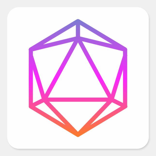 Colorful D20 Dice Square Sticker (Front)