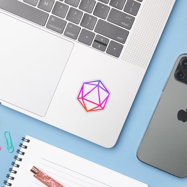 Colorful D20 Dice Sticker (Laptop w/ iPhone)