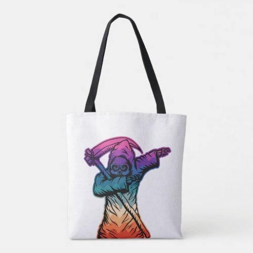 Colorful Dabbing Grim Reaper Tote Bag