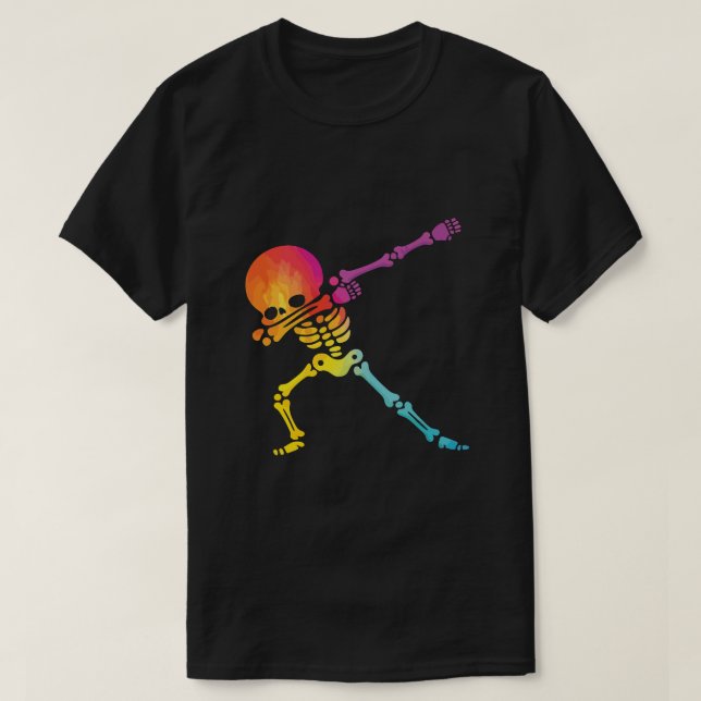 Colorful Dabbing Skeleton T-Shirt (Design Front)