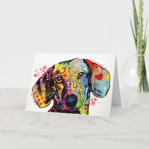 colorful Dachshund art Card
