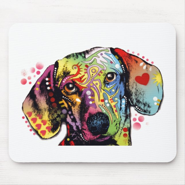 colorful Dachshund art Mouse Pad (Front)