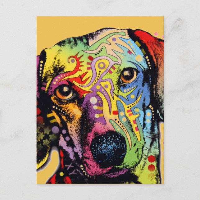 colorful Dachshund art Postcard (Front)