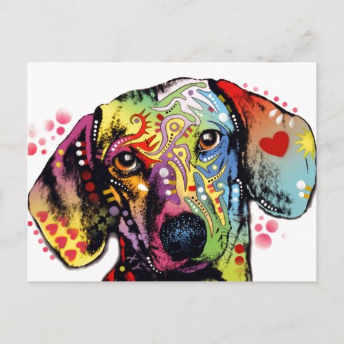 colorful Dachshund art Postcard