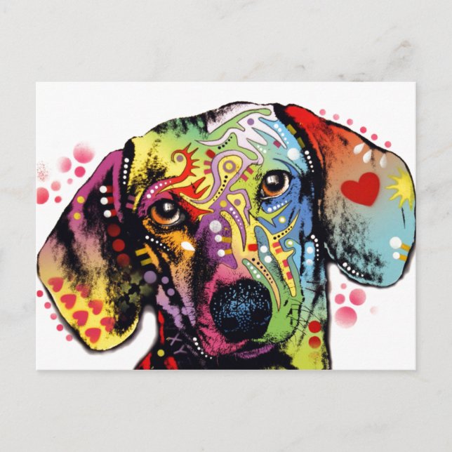 colorful Dachshund art Postcard (Front)