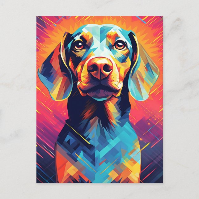 Colorful Dachshund Art Postcard (Front)