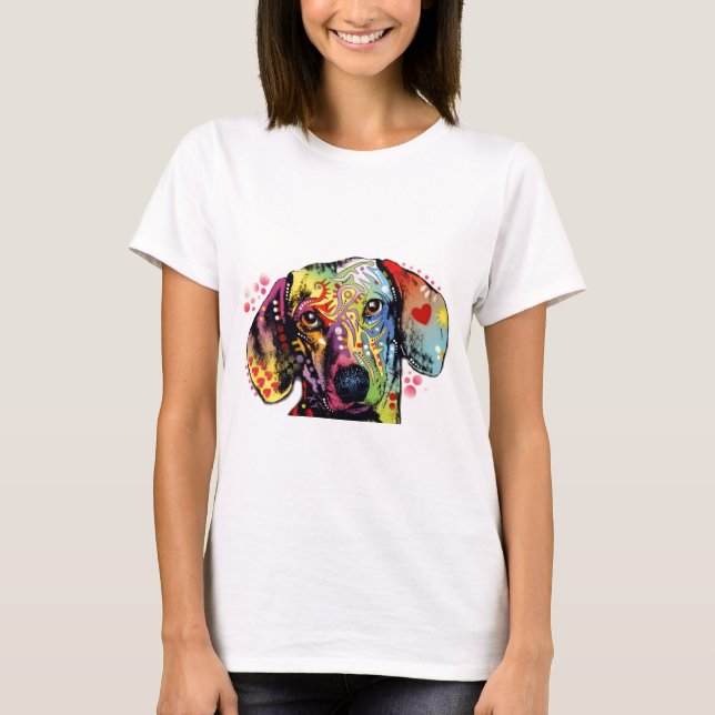 colorful Dachshund art T-Shirt (Front)