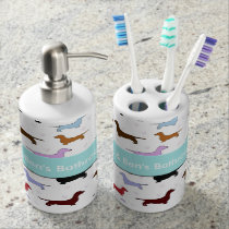 Colorful Dachshund Bathroom Set Colorful Dachshund Bathroom Set