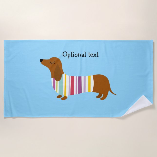 Colorful Dachshund Beach Towel (Front)