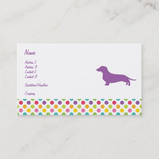 Customizable Colorful Dachshund Business card
