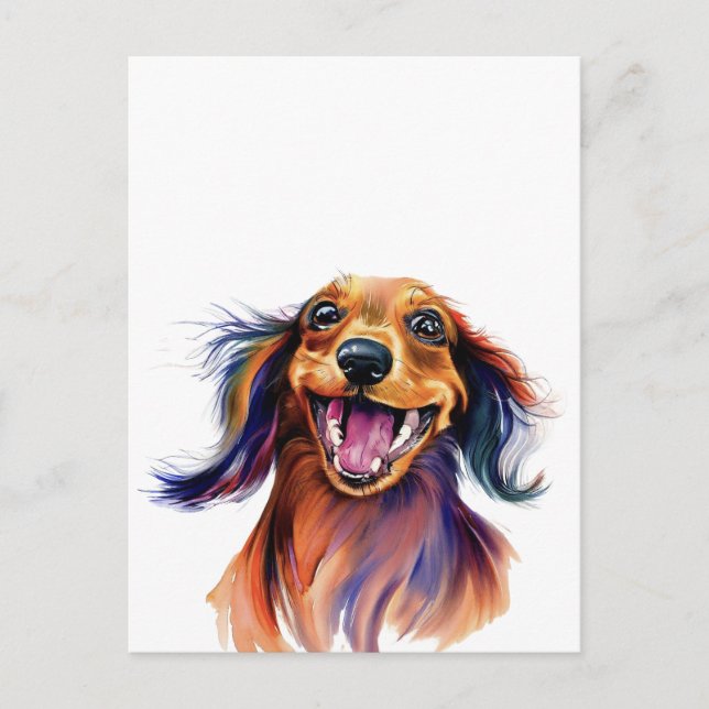 Colorful Dachshund Design Postcard (Front)