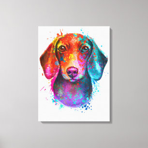 Colorful Dachshund Dog Art Illustration Canvas Print