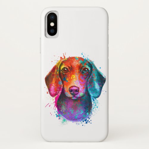 Colorful Dachshund Dog Art Illustration iPhone X Case