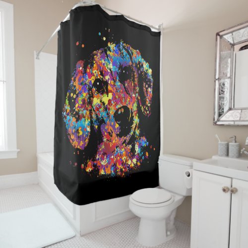Colorful Dachshund dog  _ Doxie Shower Curtain