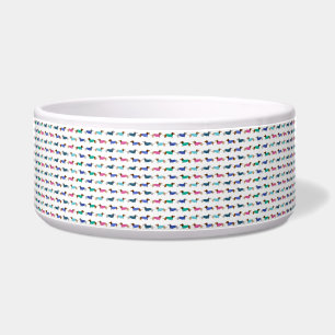 Colorful Dachshund Dog Food Dish
