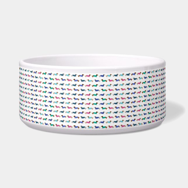 Colorful Dachshund Dog Food Dish (Front)
