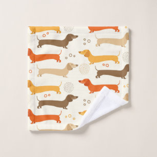 Colorful dachshund dog pattern bath towel set