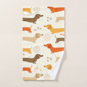 Colorful dachshund dog pattern hand towel