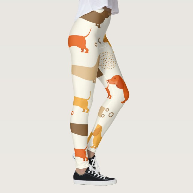 Colorful dachshund dog pattern leggings (Right)