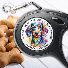 Colorful Dachshund Dog Personalized Cute Pet Lover Retractable Pet Leash