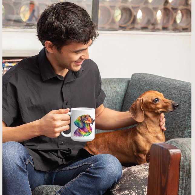 Colorful Dachshund Dog  Pet Coffee Mug, Cup (Dachshund Dog coffee mug cup)