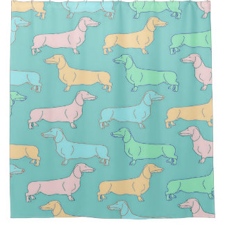 Colorful dachshund dogs|Anatomy Of A Dachshund | D Shower Curtain