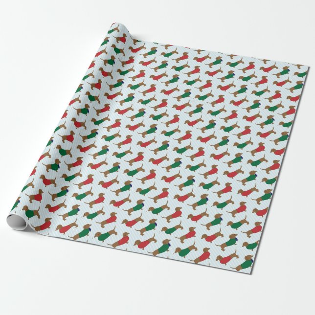 Colorful Dachshund Dogs Wrapping Paper (Unrolled)