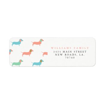 Colorful Dachshund Label by fancypaperie at Zazzle