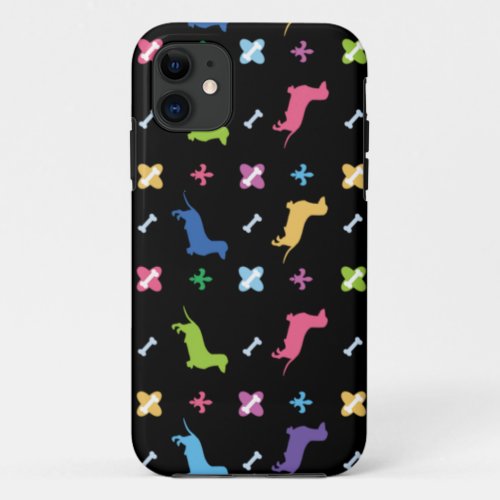 Colorful Dachshund Print iPhone 11 Case