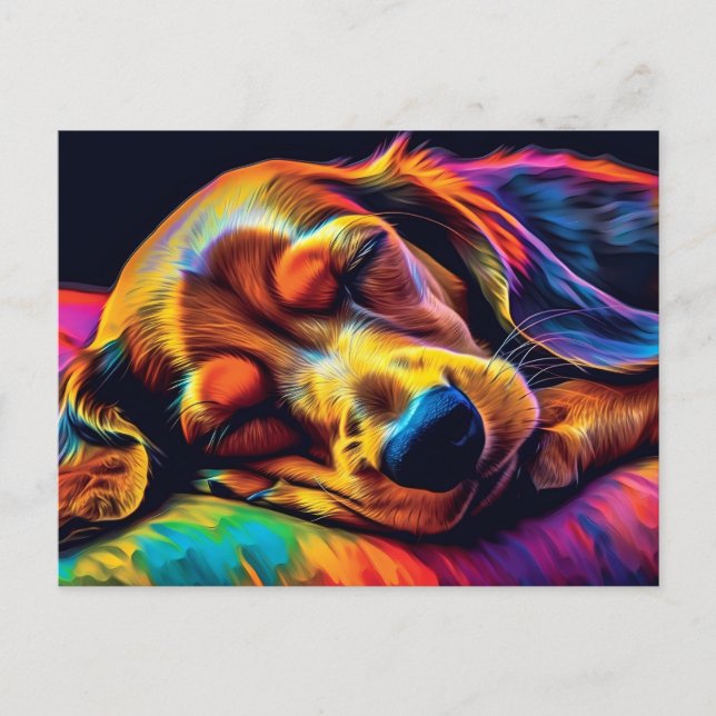 Colorful Dachshund sleeping Postcard (Front)