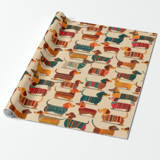 Colorful Dachshund Sweater Pattern Wrapping Paper