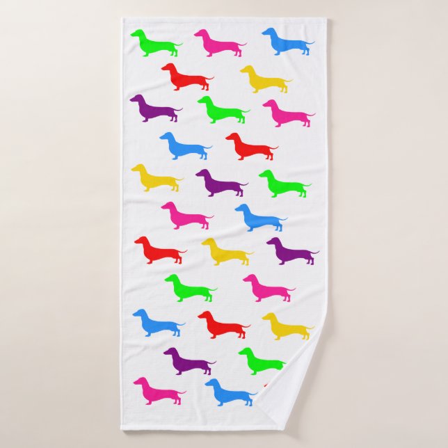 Colorful Dachshund Towel (Bath Towel)