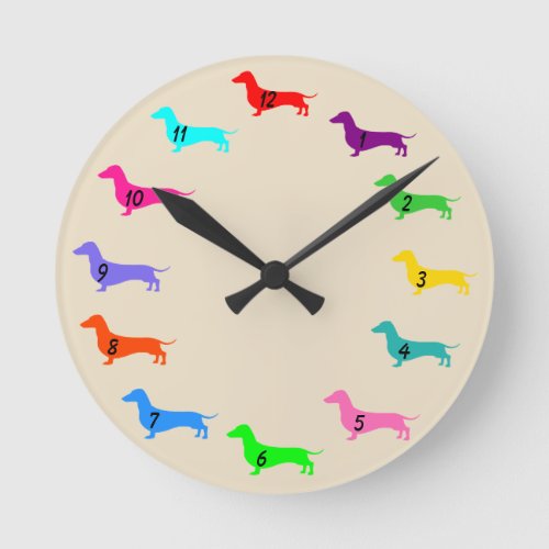 Colorful Dachshund Wall Clock