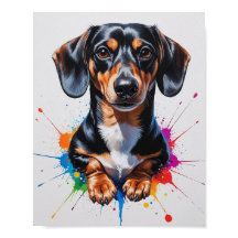 Colorful Dachshund Watercolor Art