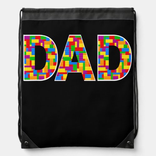 Colorful Dad Parent Brick Builder Building Blocks Drawstring Bag