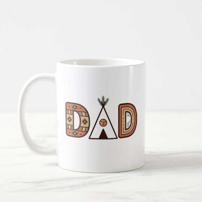 Colorful Dad Teepee Lettering Shirt Design_1 Coffee Mug (Left)