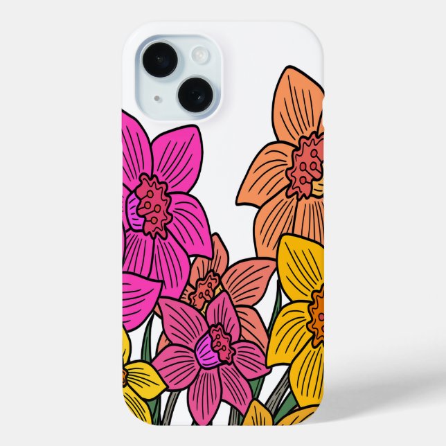Colorful Daffodils Flowers Design Case-Mate iPhone Case (Back)