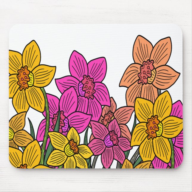 Colorful Daffodils Flowers Design Mouse Pad (Front)