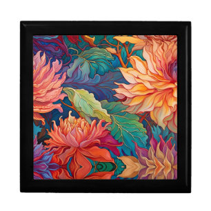 Colorful Dahlia Floral Tapestry Gift Box