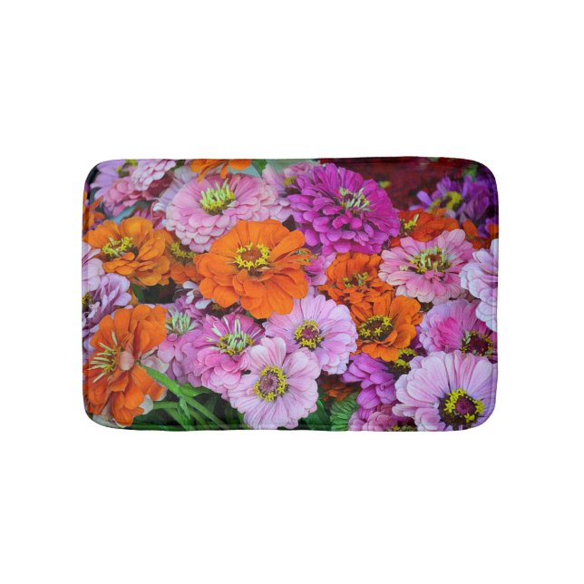 Colorful dahlia flowers bath mat (Front)