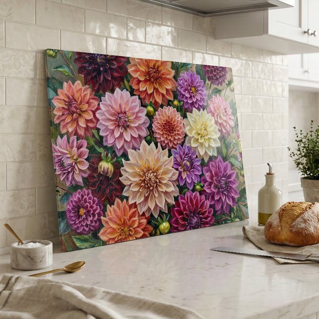 Colorful Dahlia Flowers Cutting Board (Creator Uploaded)