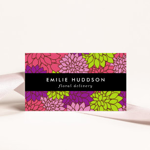 Colorful Dahlia Flowers, Floristry, Flower Shop Business Card